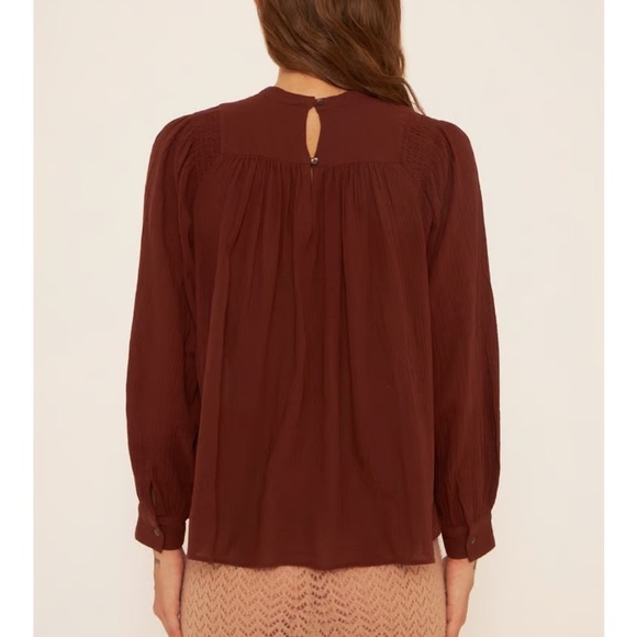 Antik Batik Top Line Embroidered Blouse Brown Hand Stitched Anthro Sz XS NEW - Picture 3 of 16